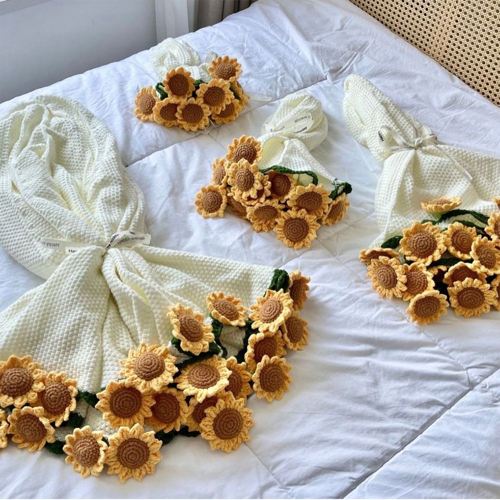 Soft Rose/Sunflower Bouquet Blanket (Premium Wool Yarn) - Image 11
